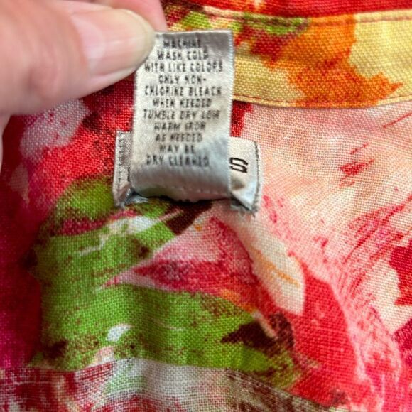 Chico size 3 20/22 floral lightweight linen  jacket pink rose red color - Picture 6 of 6